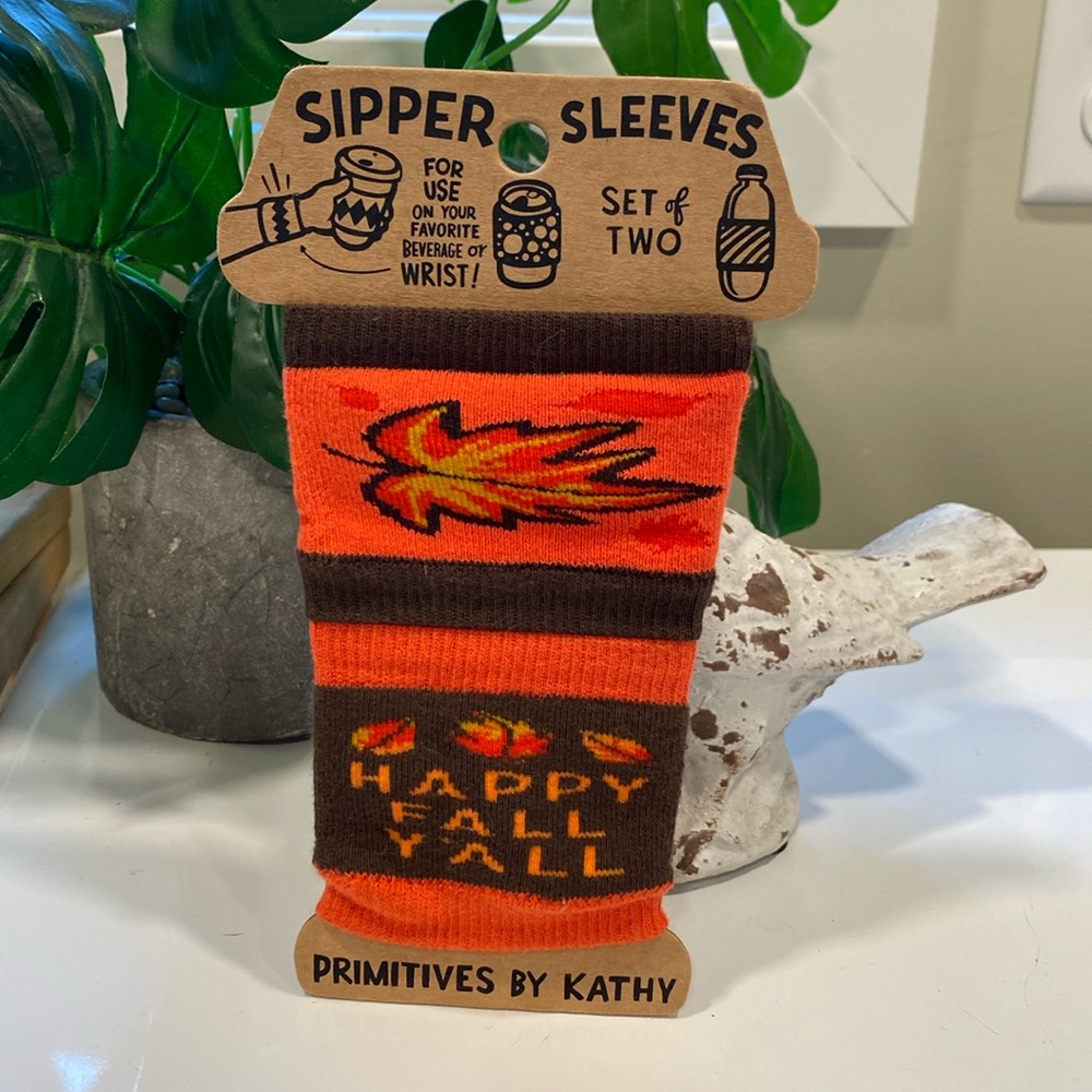 Primitives by Kathy Happy Fall Y'all Sipper Sleeves NWT